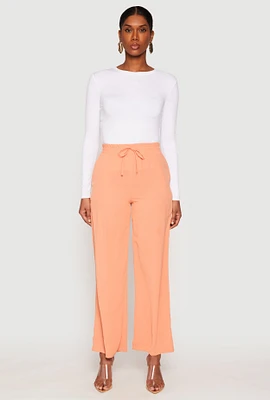 Womens Faux Drawstring Dress Pants,