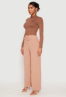 Womens Faux Drawstring Dress Pants,