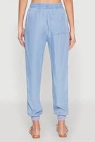 Womens Chambray Joggers, Blue, Size XL