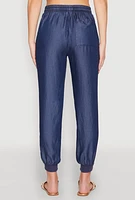 Womens Chambray Joggers, Blue, Size L