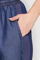 Womens Chambray Joggers, Blue, Size L