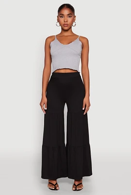 Womens High Waisted Tiered Palazzo Pants,