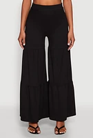 Womens High Waisted Tiered Palazzo Pants,