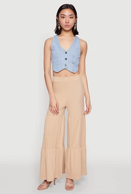 Womens High Waisted Tiered Palazzo Pants,