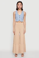 Womens High Waisted Tiered Palazzo Pants,