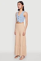 Womens High Waisted Tiered Palazzo Pants,