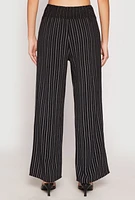 Womens Airy Striped Wide Leg Pants, Black, Size S