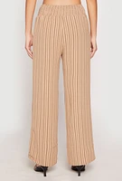Womens Airy Striped Wide Leg Pants, Khaki, Size M