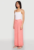 Womens Mineral Wash Palazzo Pants, Pink, Size M