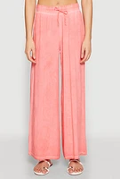 Womens Mineral Wash Palazzo Pants, Pink, Size M