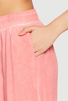 Womens Mineral Wash Palazzo Pants, Pink, Size M