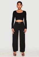 Womens Airy Chain Detail Belted Front Pants,