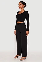 Womens Airy Chain Detail Belted Front Pants,