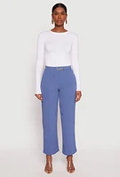 Womens Airy Chain Detail Belted Front Pants, Blue, Size XL