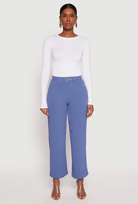 Womens Airy Chain Detail Belted Front Pants,