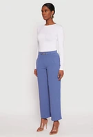 Womens Airy Chain Detail Belted Front Pants, Blue, Size XL