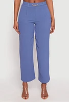 Womens Airy Chain Detail Belted Front Pants, XL
