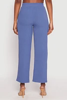 Womens Airy Chain Detail Belted Front Pants, Blue, Size XL