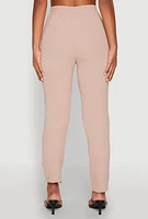 Womens Airy Drawstring Waist Pintuck Pants, Khaki, Size XL