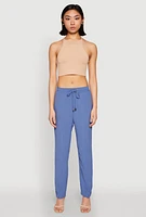 Womens Airy Drawstring Waist Pintuck Pants,