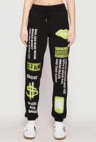 Womens Parental Advisory Explicit Content Sweatpants, Black, Size S