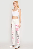 Womens Parental Advisory Explicit Content Sweatpants, White, Size M