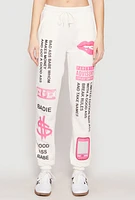 Womens Parental Advisory Explicit Content Sweatpants, White, Size M