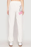 Womens Parental Advisory Explicit Content Sweatpants, White, Size M
