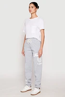 Womens California Graphic Drawstring Sweatpants, Grey, Size M