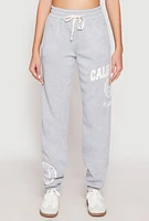 Womens California Graphic Drawstring Sweatpants, Grey, Size M