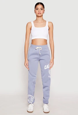 Womens California Graphic Drawstring Sweatpants, Blue, Size M