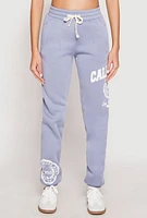 Womens California Graphic Drawstring Sweatpants, Blue, Size M