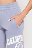 Womens California Graphic Drawstring Sweatpants, Blue, Size M