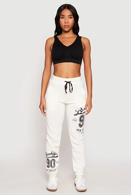 Womens Brooklyn New York City Sweatpants, White,