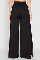 Womens Pintuck Varsity Stripe Side Slit Pants,