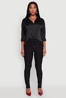 Womens Body Contour Drawstring Waist Dress Pants, Black, Size S