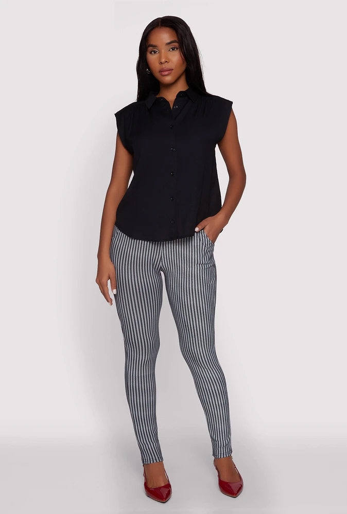 Womens Body Contour Houndstooth Print Dress Pants, Multi, Size XL