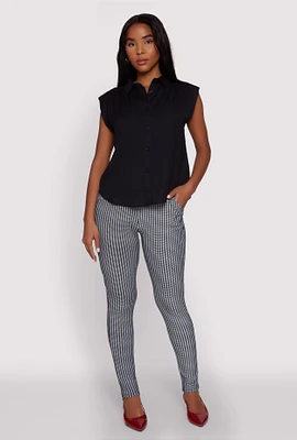 Womens Body Contour Houndstooth Print Dress Pants, Multi, Size XL