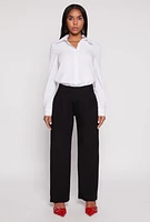 Womens Scuba Wide Leg Dress Pants, Black, Size M