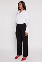 Womens Scuba Wide Leg Dress Pants, Black, Size L