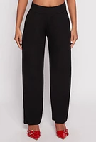 Womens Scuba Wide Leg Dress Pants, Black, Size L