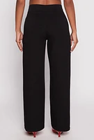 Womens Scuba Wide Leg Dress Pants, Black, Size M