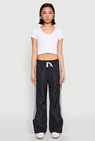 Womens Tie Side Varsity Stripe Track Pants, M