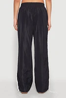 Womens Tie Side Varsity Stripe Track Pants, Black,