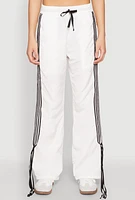Womens Tie Side Varsity Stripe Track Pants, White, Size S