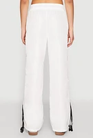Womens Tie Side Varsity Stripe Track Pants, White, Size S