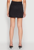 Womens Toggle Drawstring Mini Cargo Skirt, Black, Size L