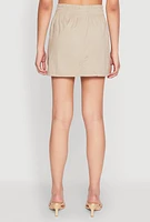 Womens Toggle Drawstring Mini Cargo Skirt, Khaki, Size M