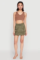 Womens Toggle Drawstring Mini Cargo Skirt,