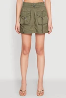 Womens Toggle Drawstring Mini Cargo Skirt,